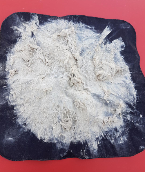 A vacuum filter full of skin flakes, dust and mites after a mattress dry cleaning at 2 months.