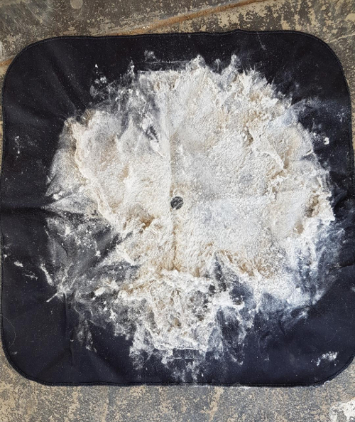 A vacuum filter full of skin flakes, dust and mites after a mattress dry cleaning at 4 months.